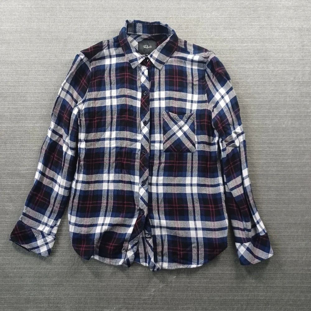 Rails Flannel Shirt Women XS Black Plaid Brushed Surface Soft Lightweight Casual